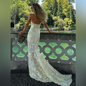 ROTATE Egret Floral Gown